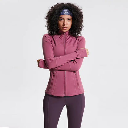 Women's Nylon Stretch Zip-Up Yoga Jacket for Fall/Winter