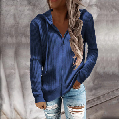 Cardigan Casual con Cremallera y Capucha