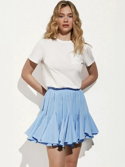 Falda Mini Plisada con Volantes