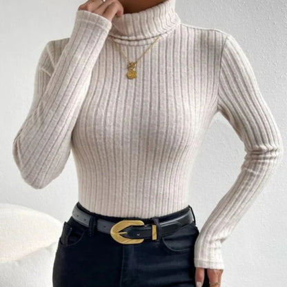 Top de Canalé de Manga Larga con Cuello Alto