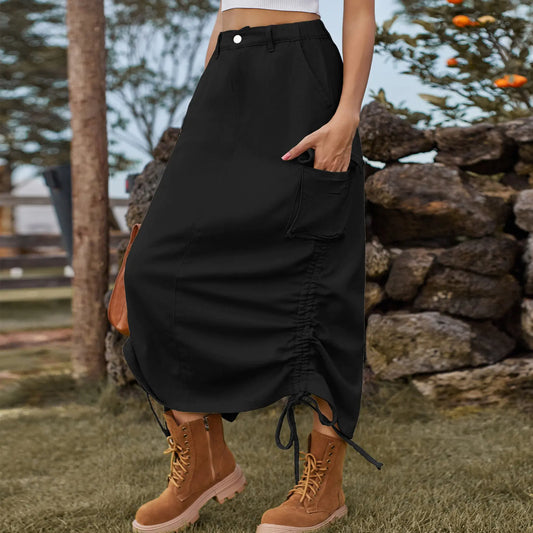 Falda Midi Casual de Denim Americana