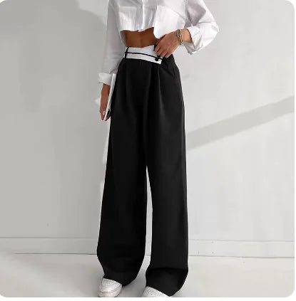 Pantalones Negros de Pierna Ancha para Mujer