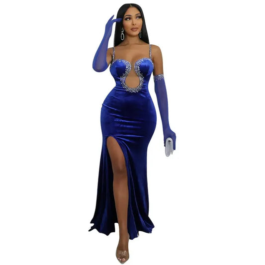 Vestido de Noche de Diamantes Sexy Otoñal