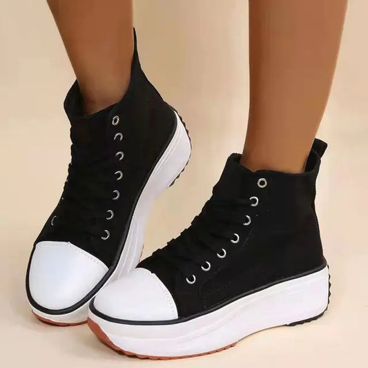 Zapatos Blancos de Punta Redonda con Suela Gruesa