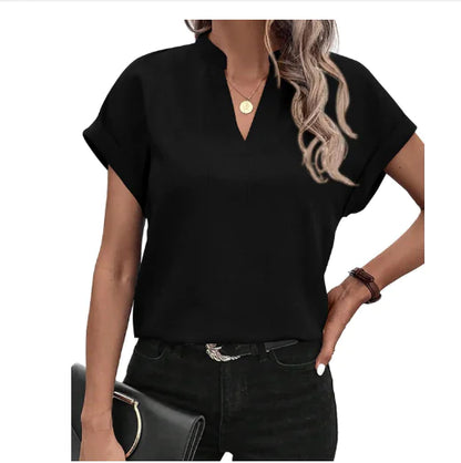 Camiseta corta de manga corta y escote en V