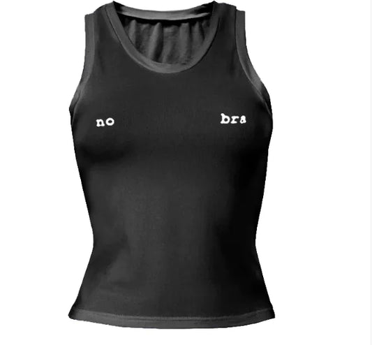 Top Corto de Tirantes con Estampado de Letras