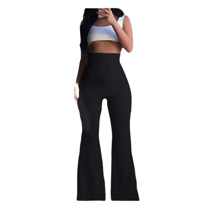 Pantalones de Yoga de Pierna Ancha y Talle Alto para Mujer