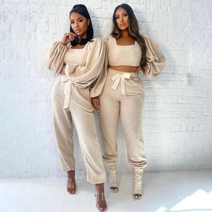 Conjunto Casual con Blusa de Farol y Pantalón de Cintura Alta