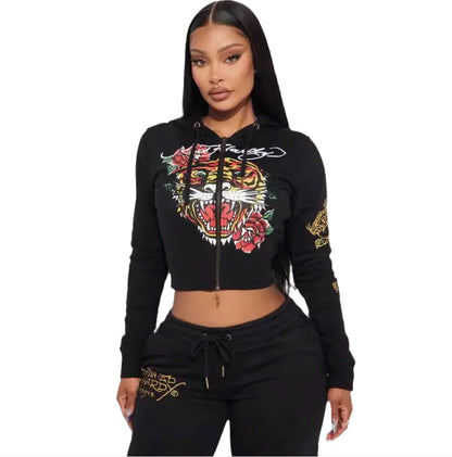 Conjunto de Dos Piezas con Estampado de Cremallera