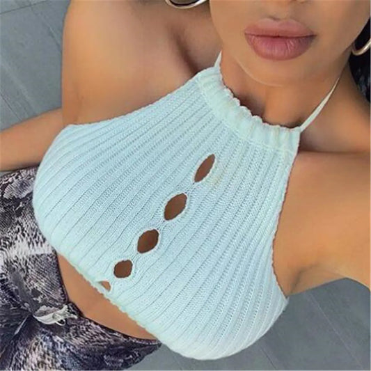 Top Corto Bustier Halter – Rayas y Color Puro