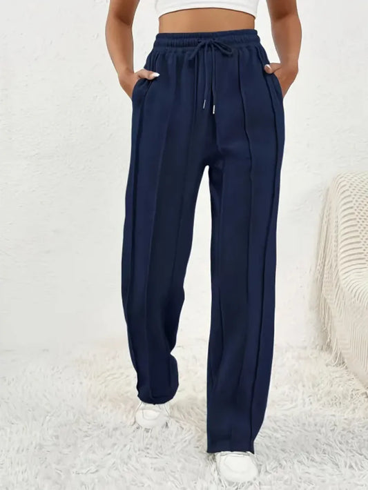 Pantalones de Chándal de Cintura Alta y Pierna Ancha para Mujer