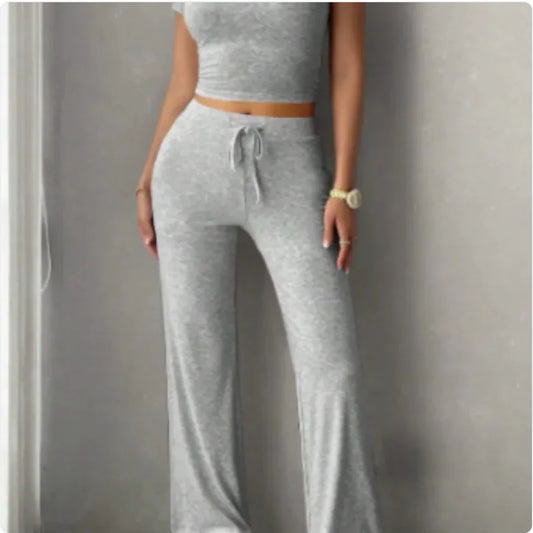 Conjunto de Moda Urbana Casual con Cuello Redondo