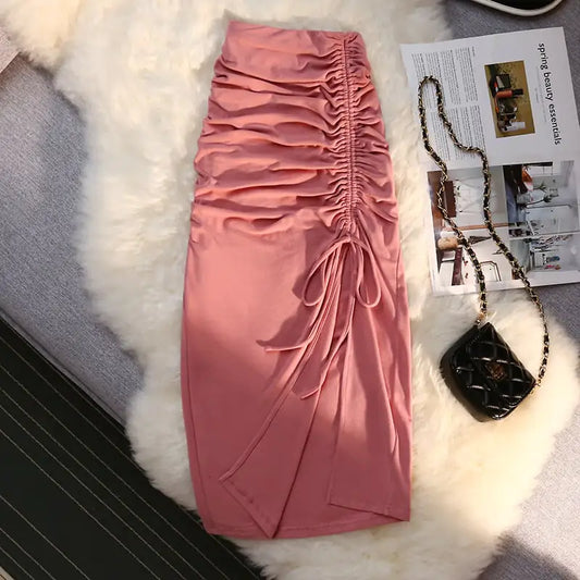 Falda Midi Plisada con Abertura Lateral para Mujer