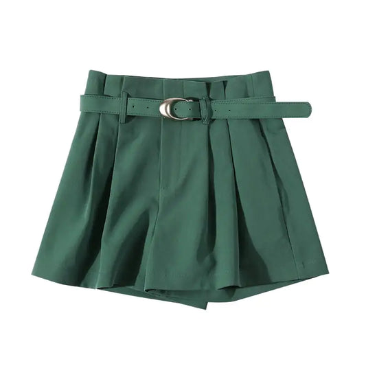 Pantalones Casuales Verdes de Cintura Alta para Mujer