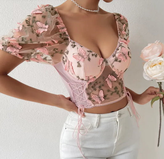 Top con Detalles de Malla