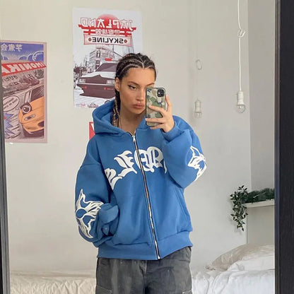 Chaqueta Vintage Hip Hop Y2K para Mujer - Sudadera con Capucha Casual