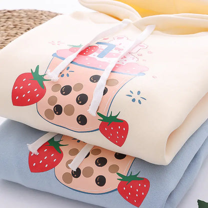 Sudadera con Capucha de Fresa Kawaii