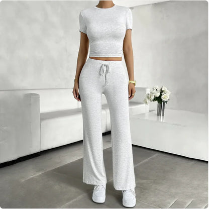 Conjunto de Moda Urbana Casual con Cuello Redondo