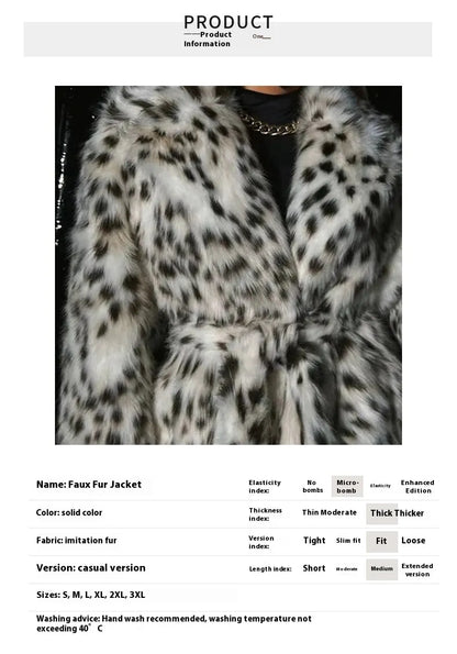 Abrigo de Piel Sintética con Estampado de Leopardo