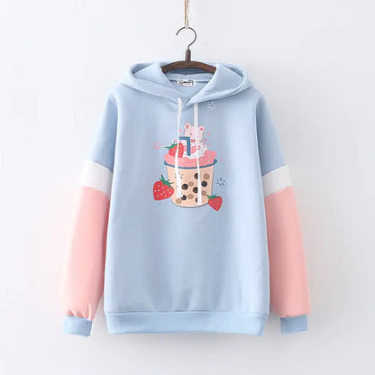 Sudadera con Capucha de Fresa Kawaii