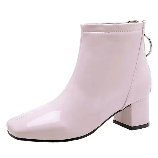 Botines de Tobillo de Tacón Grueso y Charol para Mujer