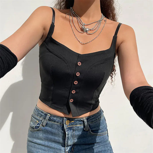 Top Mini Chaleco con Tirantes Espagueti Vintage Y2K