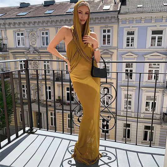 Sleeveless Hooded Backless Slim Fit Women's Dress