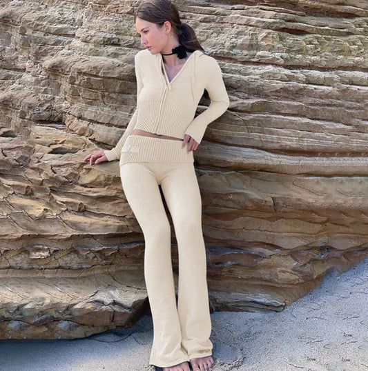 Conjunto de Traje con Capucha de Punto