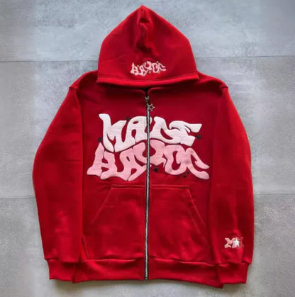 Sudadera con Capucha y Cremallera Estampada