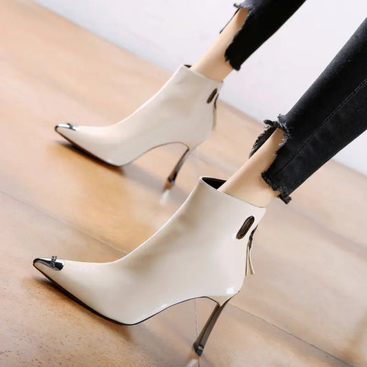 Women's Back Zip Stiletto Ankle Boots