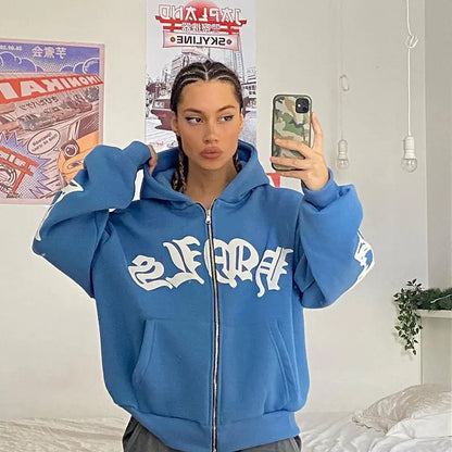 Chaqueta Vintage Hip Hop Y2K para Mujer - Sudadera con Capucha Casual