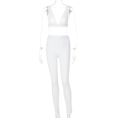 Conjunto de Yoga con Escote en V - Otoño 2 Piezas