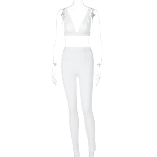 Conjunto de Yoga con Escote en V - Otoño 2 Piezas