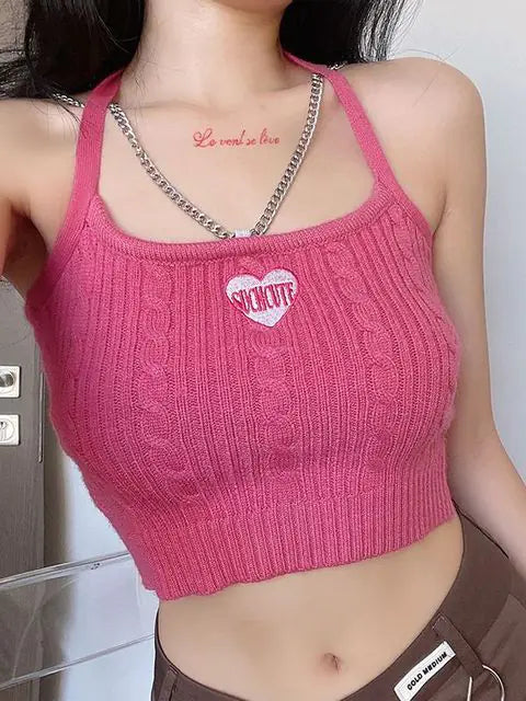 Top Y2K de Verano con Cadena y Bordado