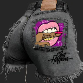 Jeans Y2K Cintura Alta con Estampado 3D