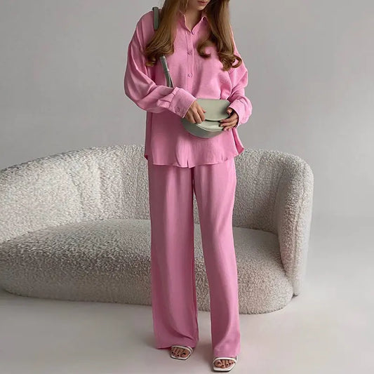 Conjunto Casual de Otoño - Camisa de Manga Larga y Pantalones