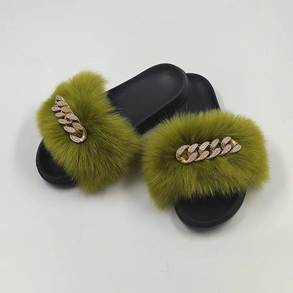 Chanclas con Plumas y Cadena