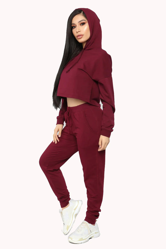 Conjunto de Sudadera Corta con Cordón