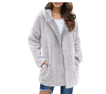 Chaqueta con Capucha de Peluche con Bolsillos