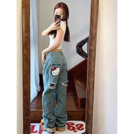 Jeans Wide Leg Vintage Hello Kitty
