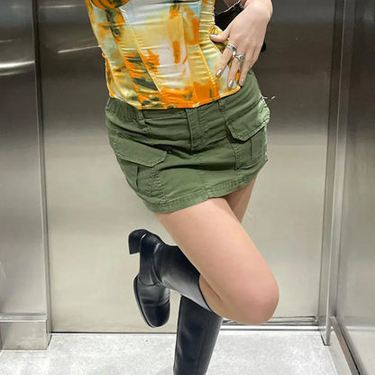 Falda Y2K para Mujer con Bolsillos
