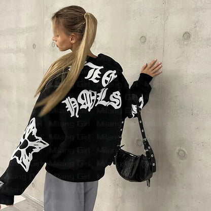 Chaqueta Vintage Hip Hop Y2K para Mujer - Sudadera con Capucha Casual