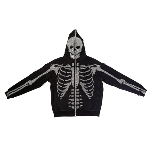 Sudadera con Cremallera Street Skull Rhinestone