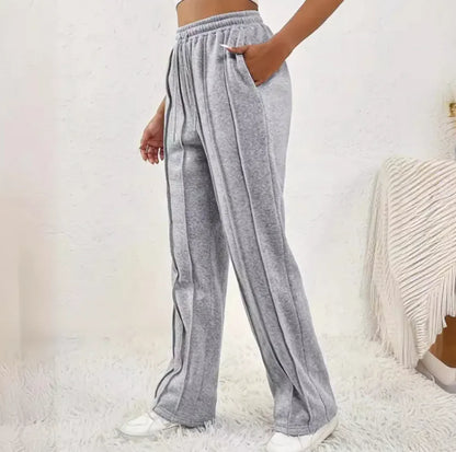 Pantalones de Chándal de Cintura Alta y Pierna Ancha para Mujer