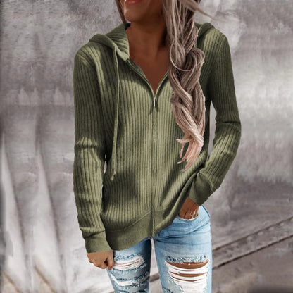 Cardigan Casual con Cremallera y Capucha