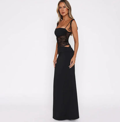 Vestido Maxi Y2K con Encaje