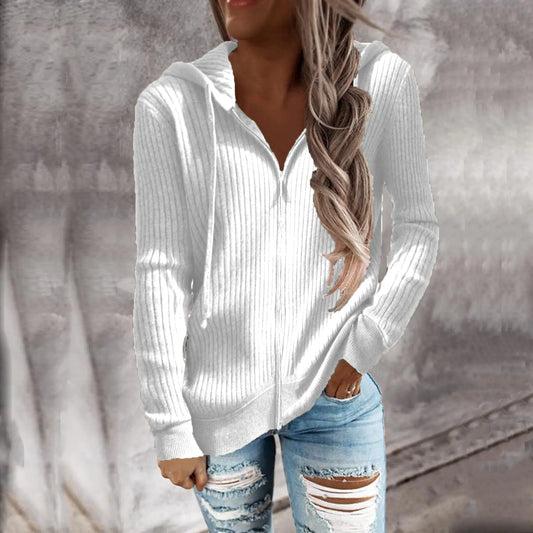Cardigan Casual con Cremallera y Capucha