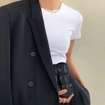 Women's Slim Fit Knitted Crop Top T-Shirt