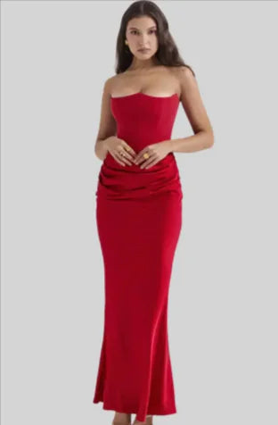 Vestido de Seda Sin Hombros