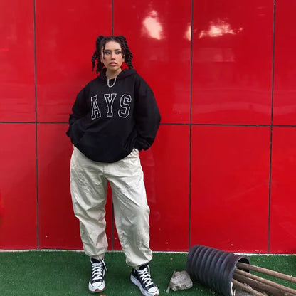 Sudadera Bordada con Capucha y Vellón Retro